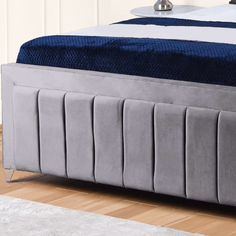 UK Bed Furniture Siarra Grey Upholstered Ottoman Gas Lift Bed with 48 Inch Headboard, Size: Single (90 x 200 cm) – 3