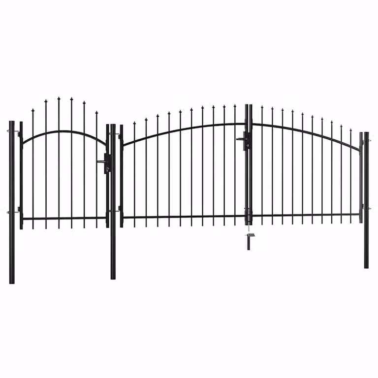 Berkfield Home Elegant Steel Swing Garden Gate, Black, W: 400 cm, H: 175 cm