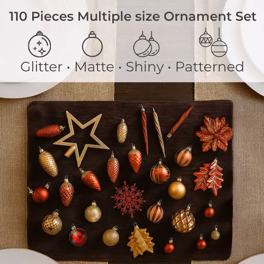 Neo 110-Piece Christmas Tree Bauble Ornament Set in Red and Gold – 4