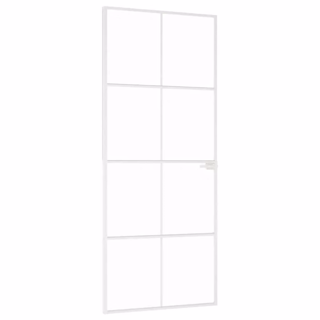 Berkfield Modern White Sliding Interior Door with Tempered Glass and Aluminium, W: 83 cm, H: 201.5 cm – 2