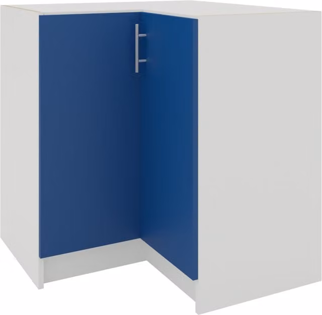 JD Greta Modern Fixed Height Kitchen Base Corner Unit in Navy Blue Matt