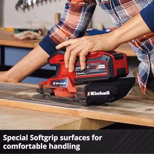Einhell Power X-Change 18V Cordless 1/3 Sheet Orbital Sander in Red – 8