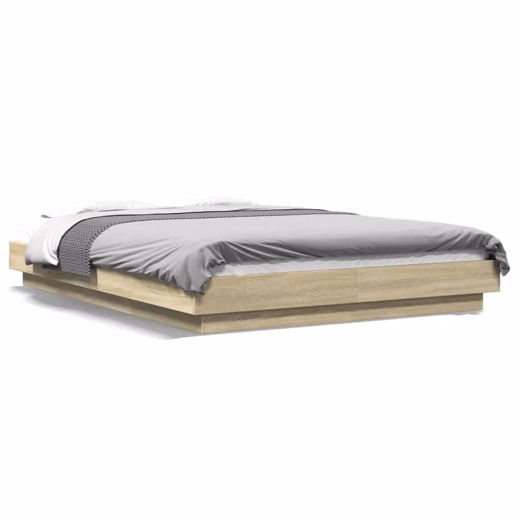 Berkfield Home Sonoma Oak Double Bed Frame in Brown, W: 135 cm, L: 190 cm – 2