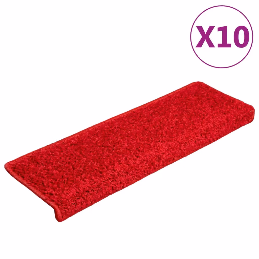 Berkfield Home Red Self-Adhesive Stair Mats, 10 Piece Set, W/D/H: 65 x 21 x 4 cm – 2
