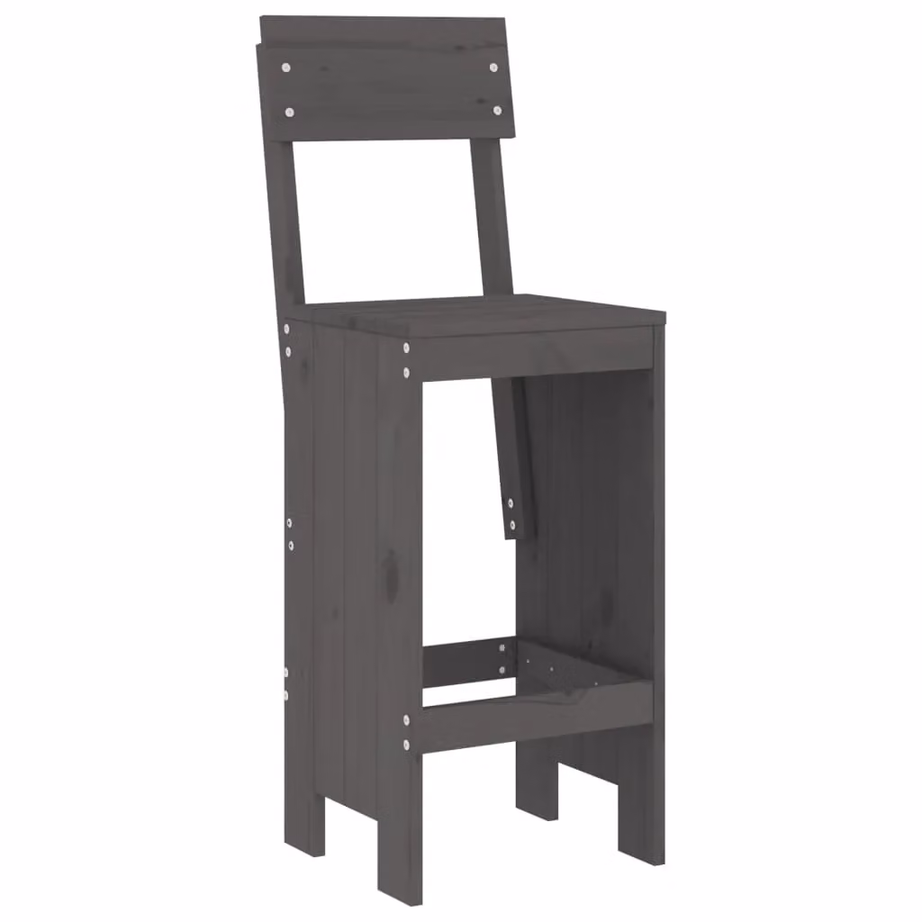 Berkfield Home 5 Piece Grey Solid Wood Pine Garden Bar Set – 3
