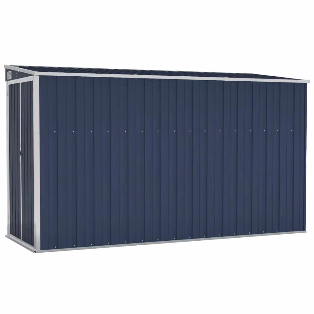 Berkfield Home Wall-mounted Lean-to Garden Shed in Anthracite and Black, Galvanised Steel with Double Doors, W/D/H: 118 x 288 x 178 cm – 2