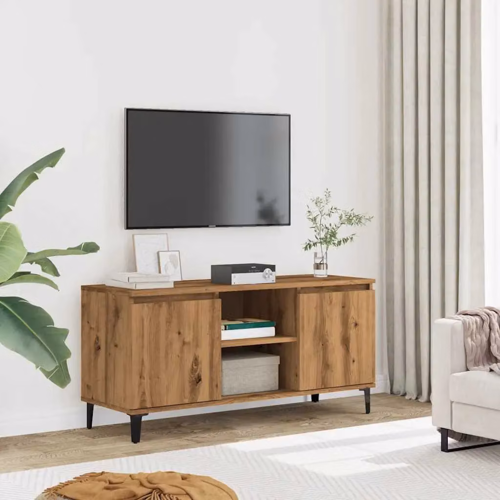 Berkfield Home Artisan Oak TV Cabinet in Brown, W/D/H: 102 x 35 x 50 cm – 3