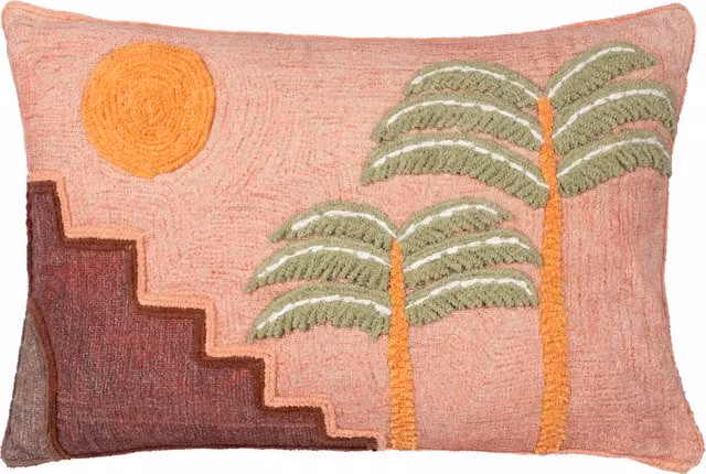 Make it a Home Moloko Embroidered Pink Floral Rectangular Polyester Cushion