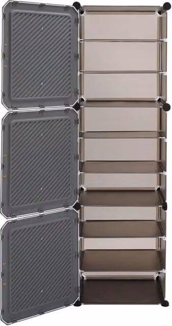 VOGREX 9 Tier Dustproof Shoe Cabinet with Doors in Grey