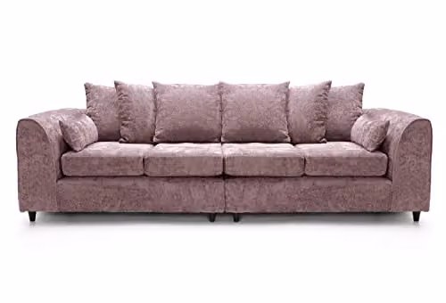 Abakus Direct Harriet 4 Seater Sofa in Pink Crushed Chenille – 4