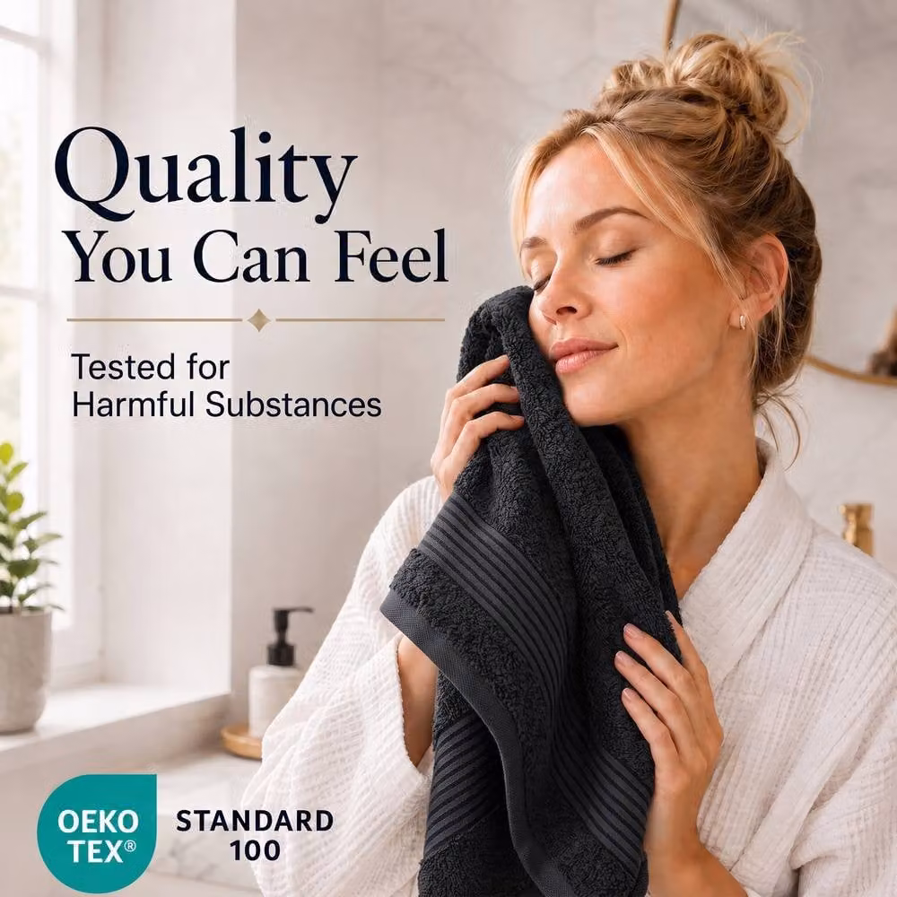 Grace Premium Cotton 500 GSM Hand Towels, 2 Pack, Charcoal Grey – 3