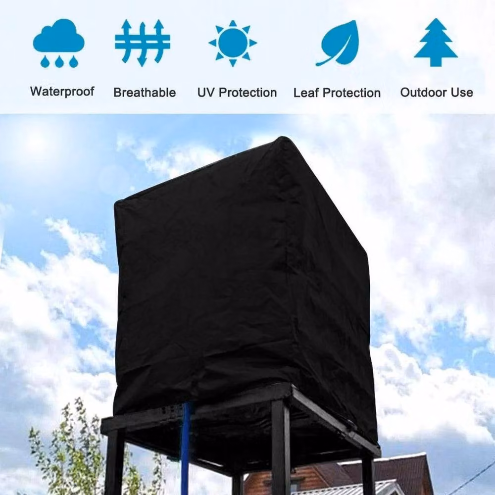 FLAVORA Waterproof IBC Tote Cover for 1000L Rain Water Tank, Black – 4