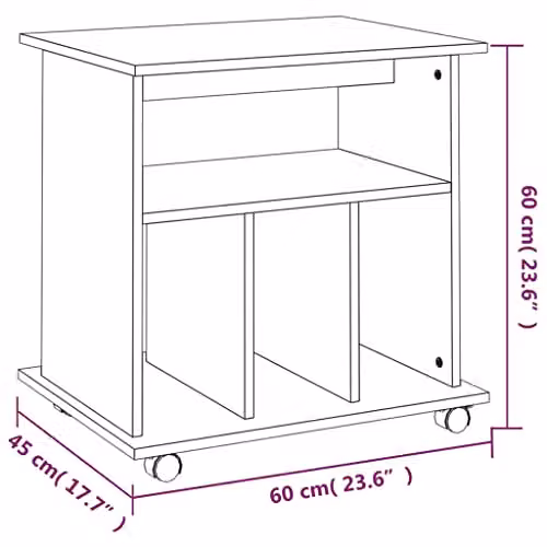 vidaXL Grey Rolling Cabinet with Castors, W/D/H: 60 x 45 x 60 cm – 2