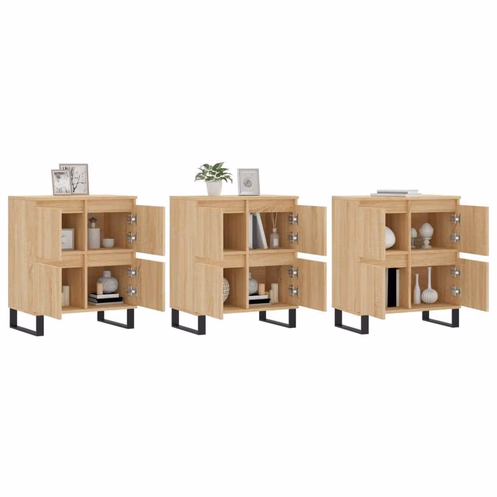 Berkfield Home 3-Piece Sonoma Oak Sideboard Set in Light Tan Beige – 2