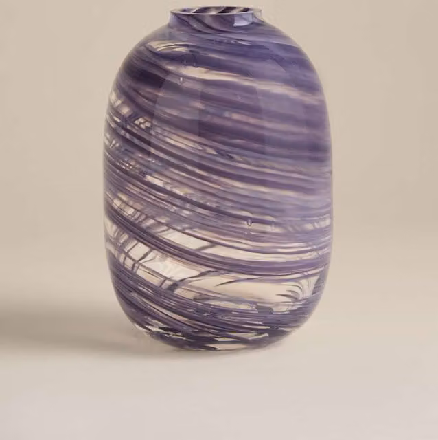 M&S Blue Abstract Modern Glass Tabletop Vase