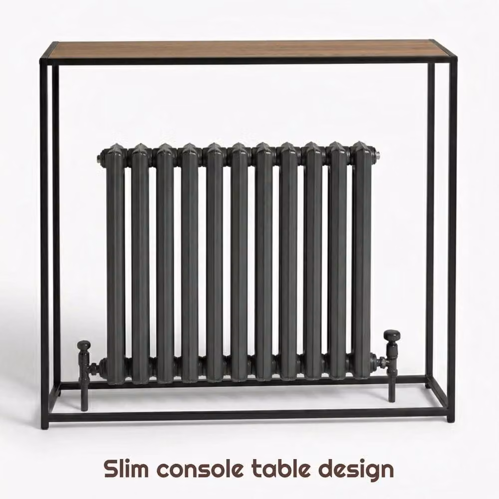 FORGEVIO Rustic Free Standing Radiator Hallway Console Side Table, Black, W/D/H: 105 x 20 x 82 cm – 3