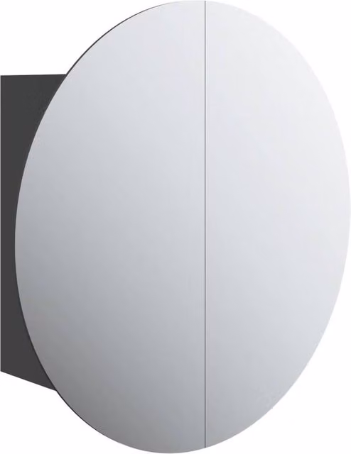 Berkfield Home Black Wall Mounted Bathroom Cabinet with Round LED Mirror W/D/H: 47 x 47 x 17.5 cm