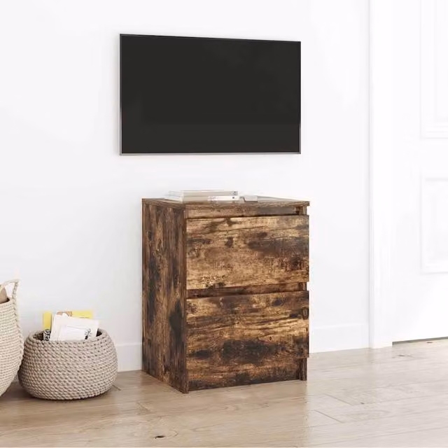 Berkfield Home Smoked Oak TV Cabinet in Brown, W/D/H: 40 x 35 x 54 cm