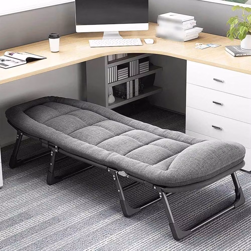 FLAVORA Grey Folding Sun Lounger Recliner Single Camping Bed W/D/H: 180 x 60 x 30 cm – 3