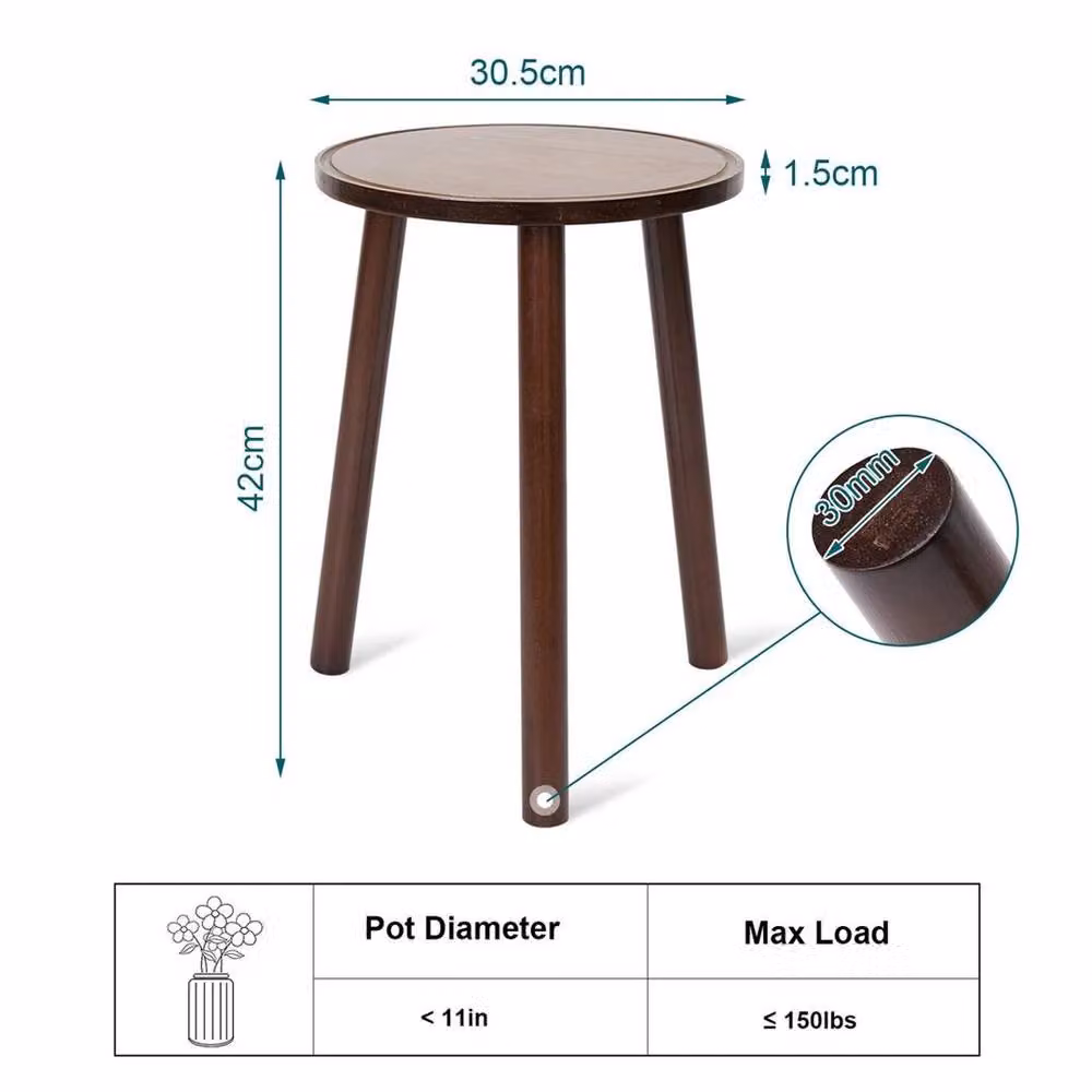KORVIXA Set of 2 Brown Bamboo Plant Stands for Indoor and Outdoor Use, Height: 42 cm – 2