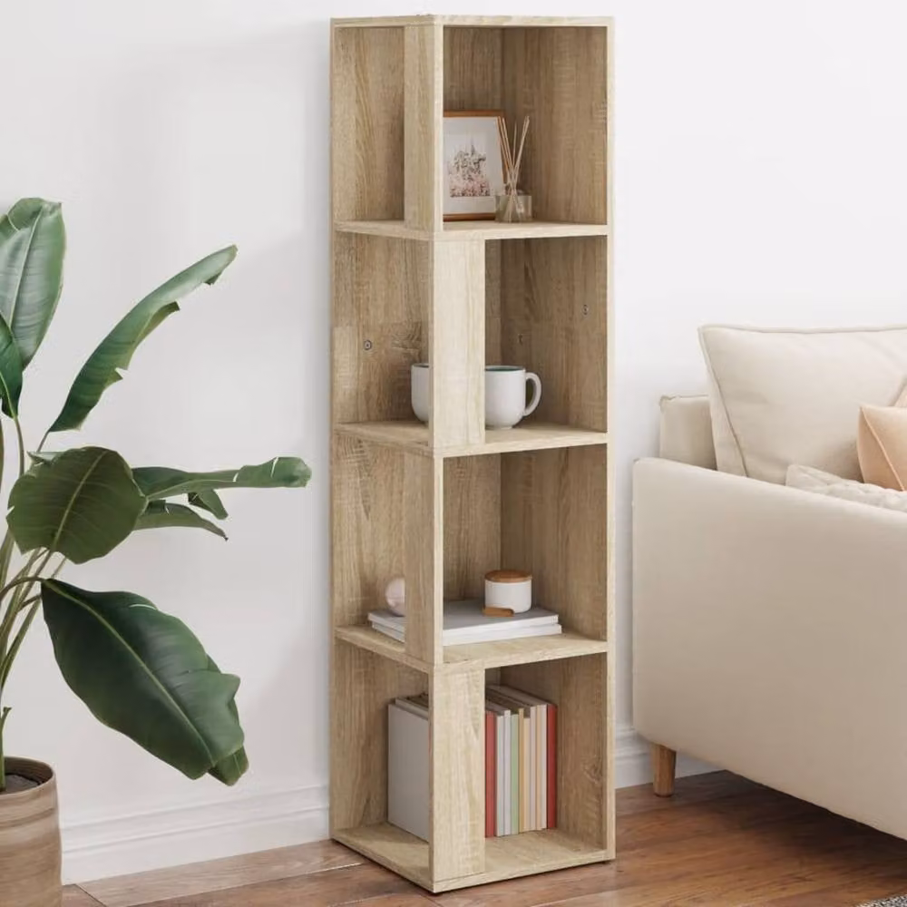 Berkfield Home Corner Cabinet in Sonoma Oak and Beige, W/D/H: 33 x 33 x 132 cm – 2