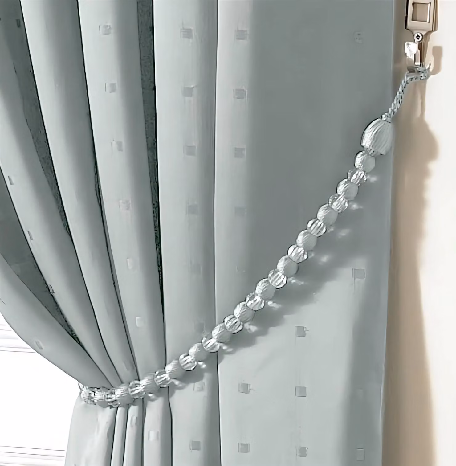 Alan Symonds Earle Beaded Rope Curtain Tie Back Pair in Blue – 3