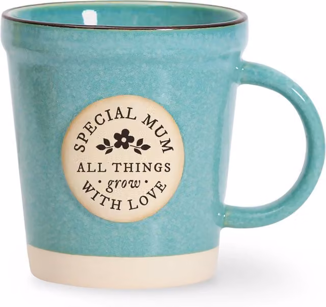 History and Heraldry Special Mum Pre-personalised Plant Pot Mug in Blue Ceramic Stoneware