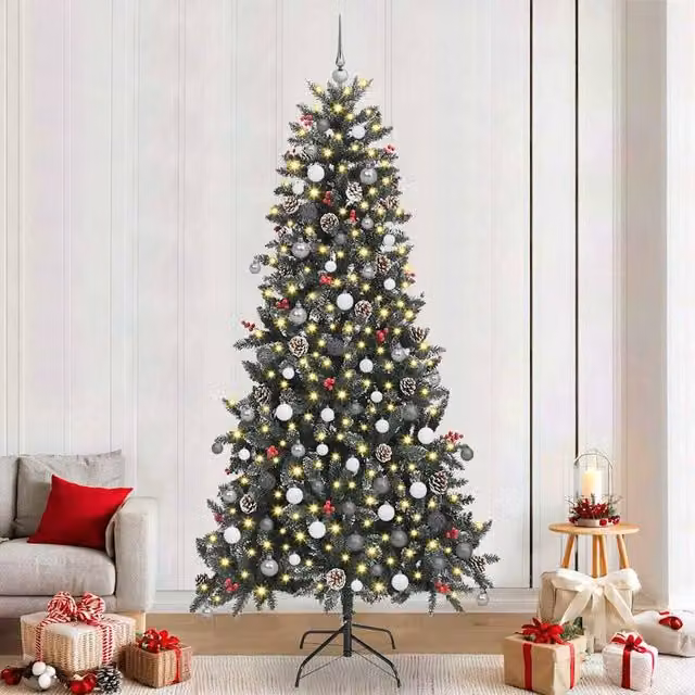 Berkfield Home Artificial Christmas Tree, Green, W/D/H: 129.5 x 129.5 x 240 cm