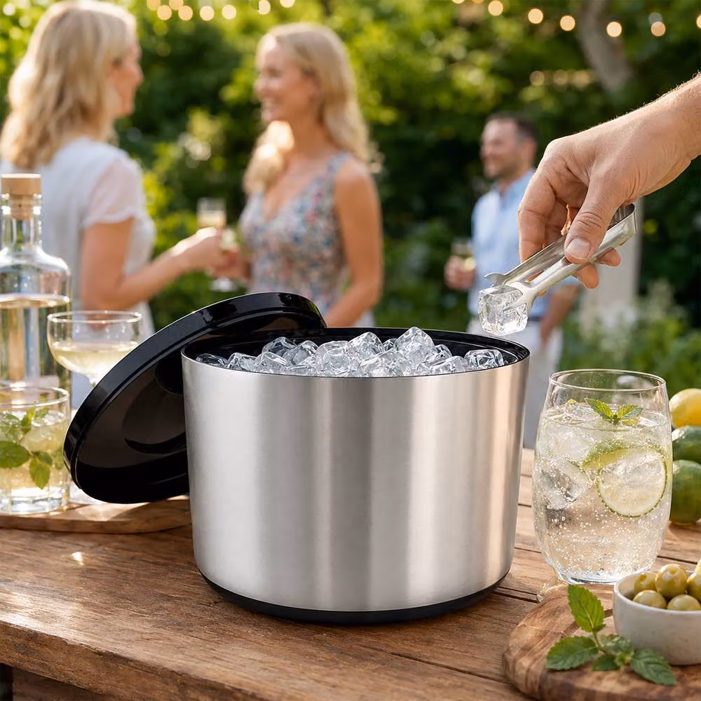 Chabrias Ltd 10L Aluminium Ice Bucket with Lid and Tongs in Metallic Silver – 4