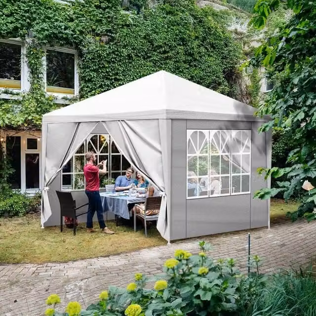 Ventryn Heavy Duty Outdoor Canopy Party Tent for Weddings in Grey, W 300 cm x D 300 cm x H 260 cm – 1