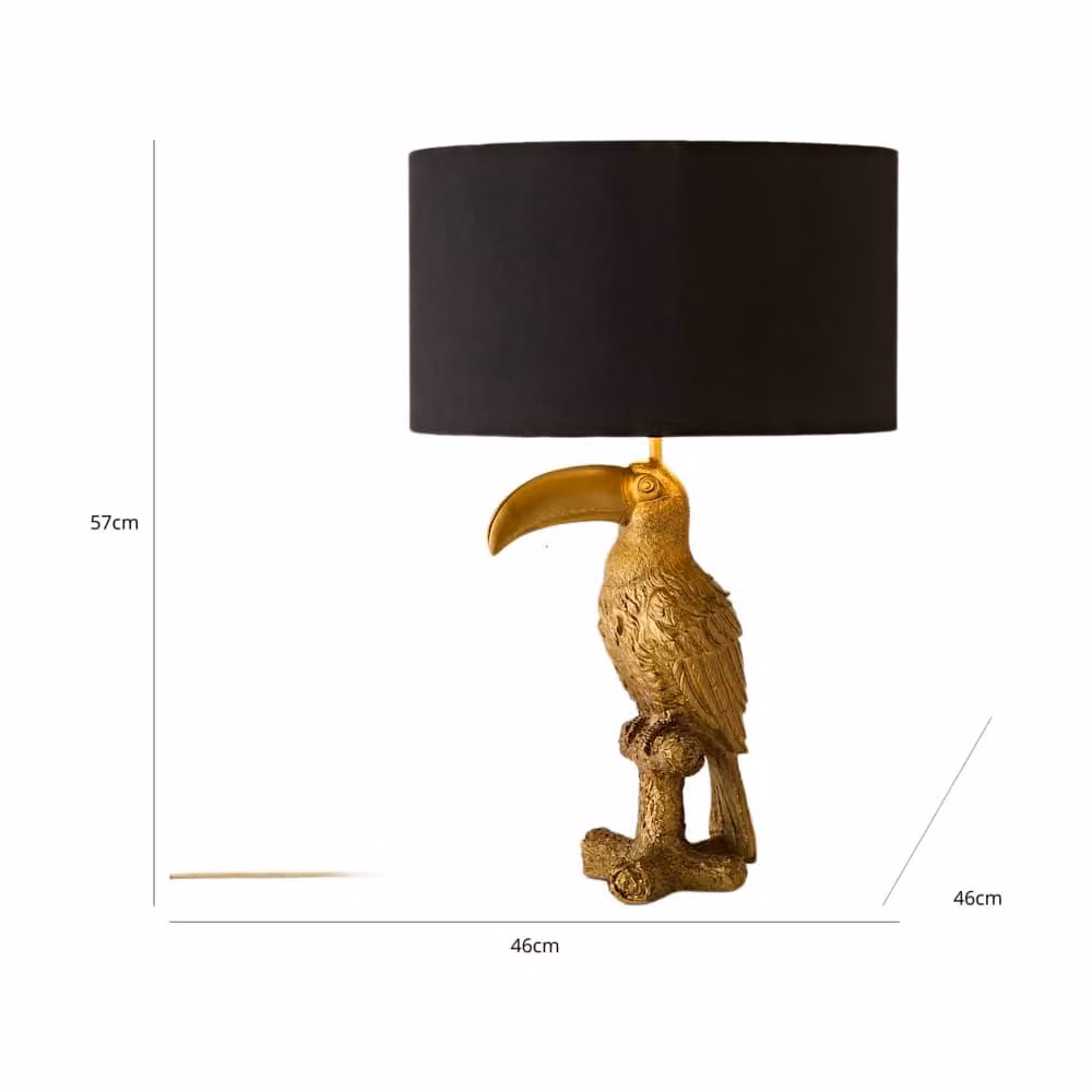 ValueLights Tuki Toucan Brushed Bronze Table Lamp with Black Velvet Drum Shade – 5
