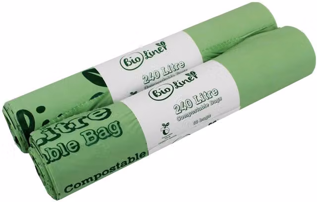 BioLiner Compostable Large Wheelie Bin Bags, Green, 240 Litre