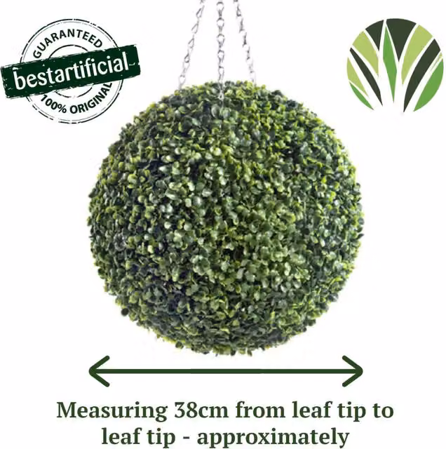 Best Artificial Green Buxus Grass Hanging Basket Topiary Ball, Diameter: 38 cm