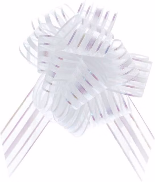 KDMD White Single Organza Pull Bows, 31mm, 12 Pack