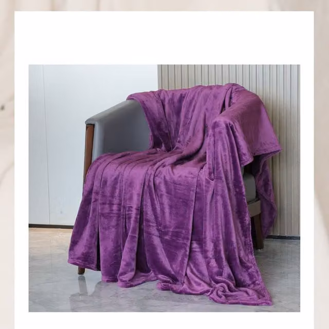 Alivio Faux Fur Fleece Throw Blanket in Purple and Black, W: 150 cm