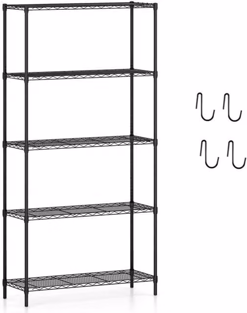 FORGEVIO 4-Tier Adjustable Metal Wire Storage Shelving Unit in Matt Black
