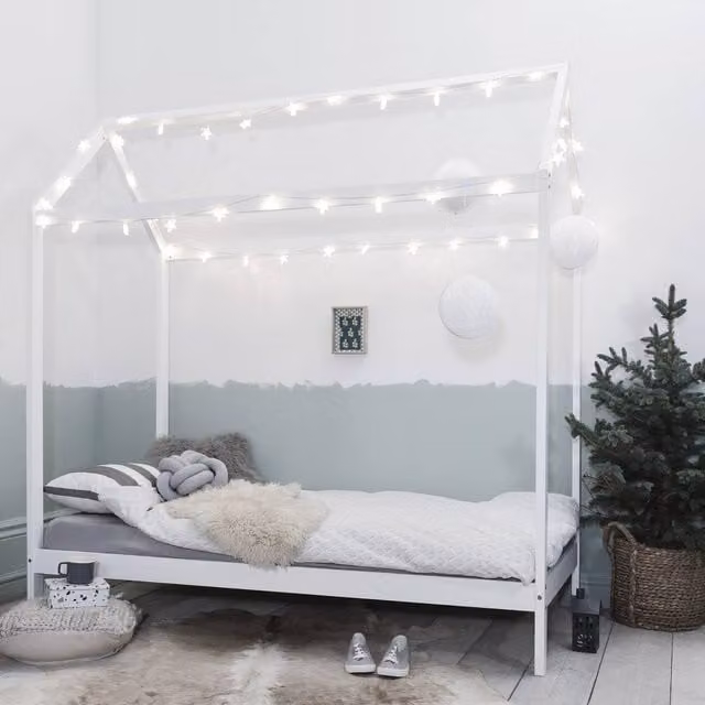 Nöa and Nani Jansen Scandinavian Single Bed Frame in White Solid Pine Wood – 1