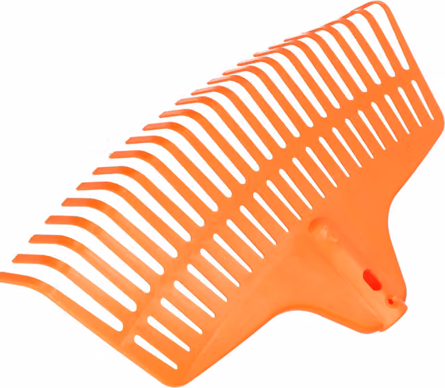 SolaDirect Heavy-Duty Garden Rake with 19 Plastic Tines and Wood Handle, Orange, Width: 44 cm