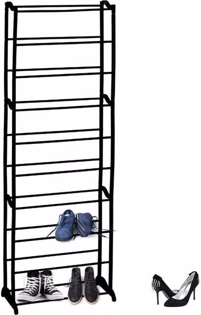 SPETLEK 10 Tier Stackable Metal Shoe Rack Organiser in Black – 1