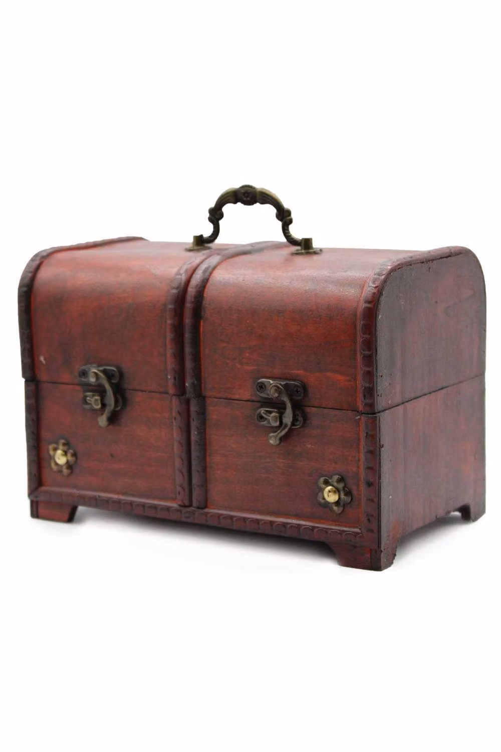 KDMD Set of 3 Vintage Large Antique Inspired Wood Trinket and Gift Boxes in Red – 2