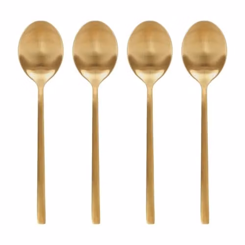 Argon Tableware Gold Coated Stainless Steel Teaspoons, Pack of 4 – 1