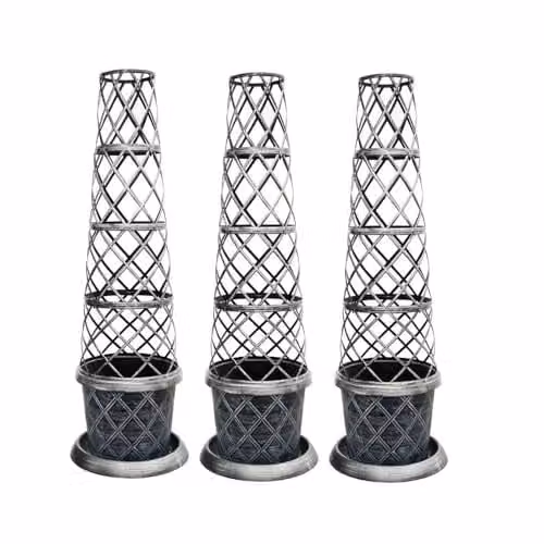 Garden Gear Black and Silver Tower Pot Climbing Plant Support Frame, Height: 130 cm