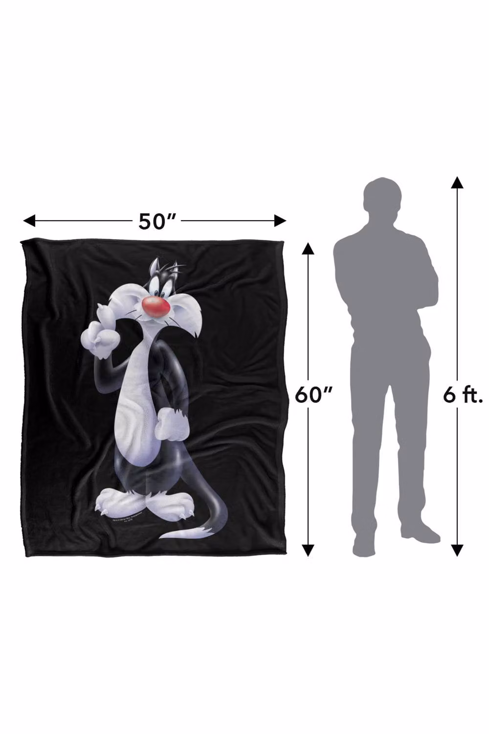 Warner Bros. Looney Tunes Sylvester Silky Touch Super Soft Fluffy Polyester Throw Blanket in Multicolour and Black, Large – 3