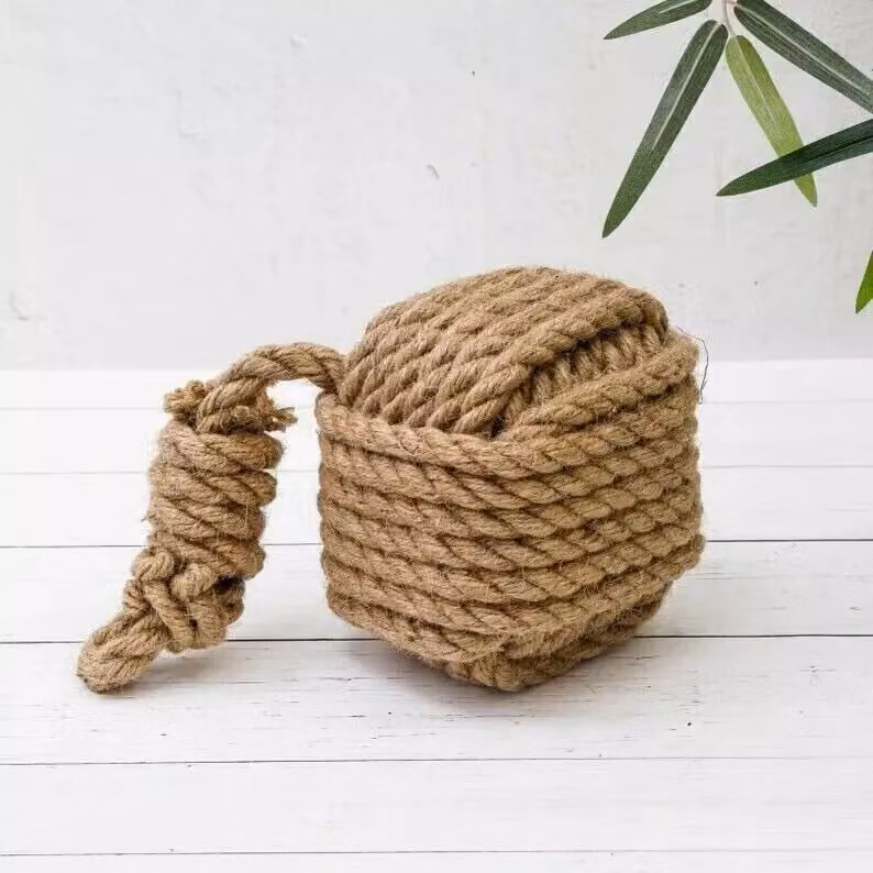 Marco Paul Heavy Duty Jute Rope Ball Door Stop, Beige, Diameter: 15 cm – 3