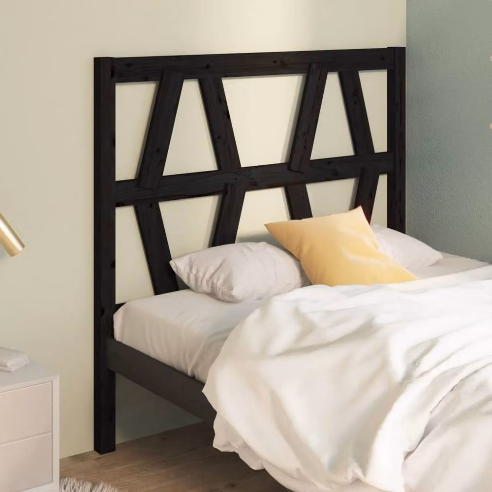Berkfield Home Black Solid Pine Wood Bed Headboard W/D/H: 96 x 4 x 100 cm – 2