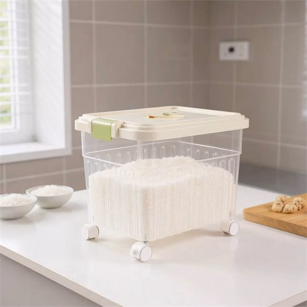 PAWNORA Clear Plastic Grain Storage Container with Wheels, 12kg Capacity – 2