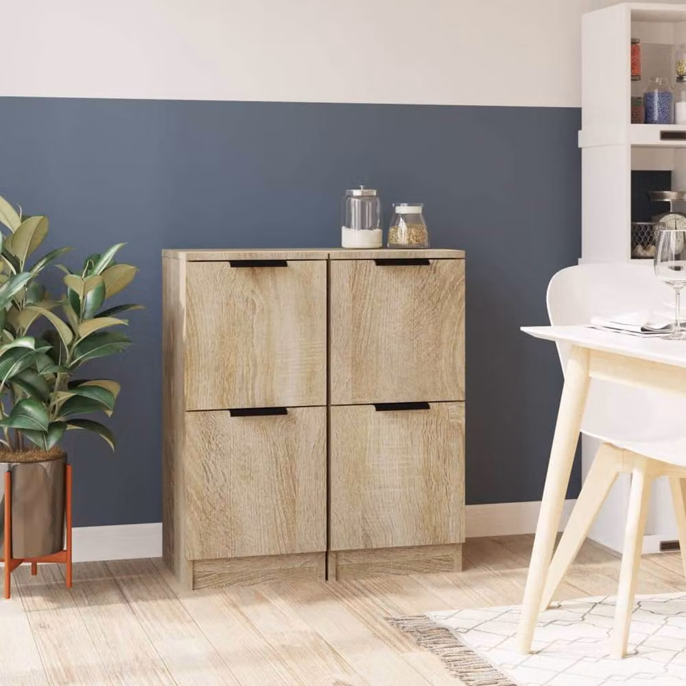 Berkfield Home Set of 2 Sonoma Oak Wall Mounted Sideboards in Light Brown, W/D/H: 30 x 30 x 70 cm – 2