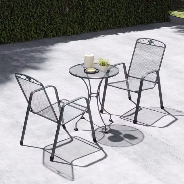 Pacific Lifestyle Savoy Metal Bistro Set for 2 Adults in Matt Grey