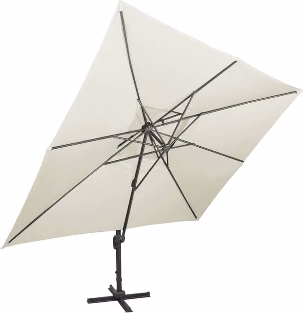 Berkfield Home Cantilever Garden Parasol with Double Top in Beige Sand, W: 400 cm, D: 300 cm, H: 274 cm