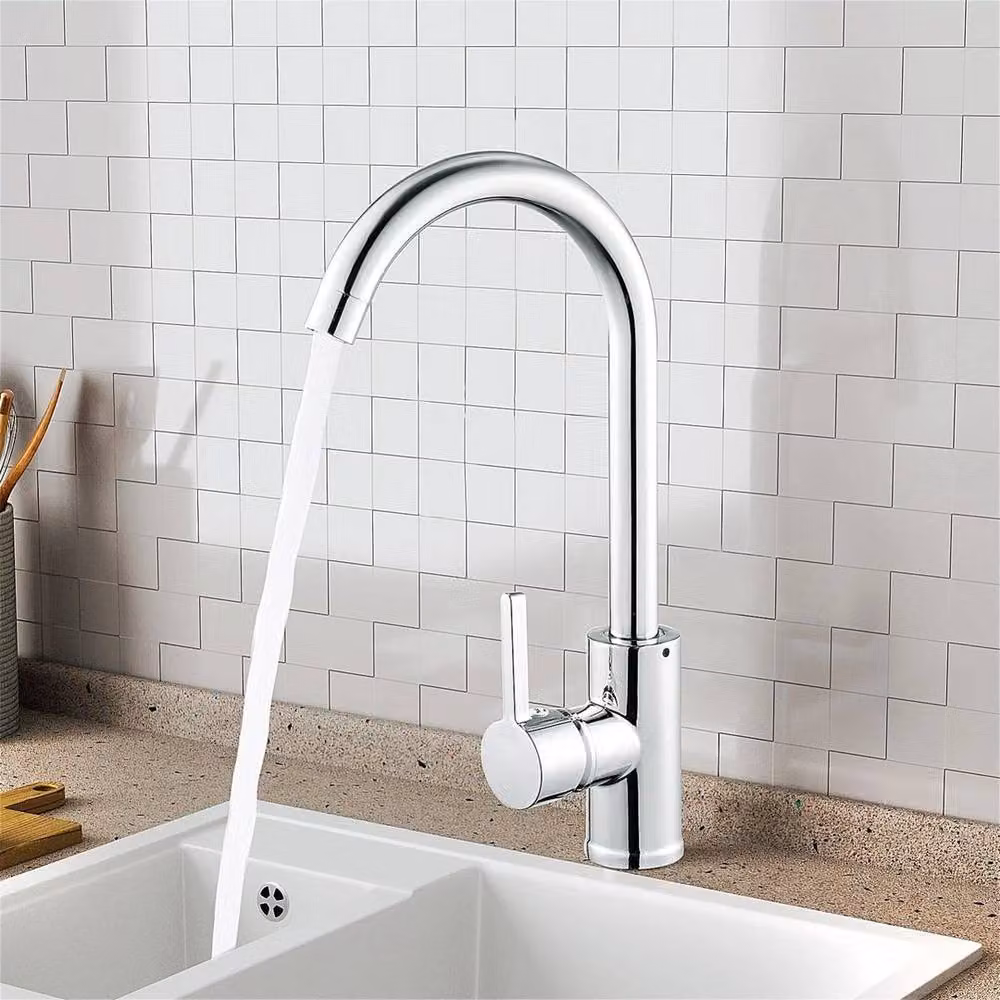 Kelvenix Mono Chrome Single Lever Kitchen Sink Mixer Tap in Silver, W/D/H: 52 x 34 x 15 cm – 2
